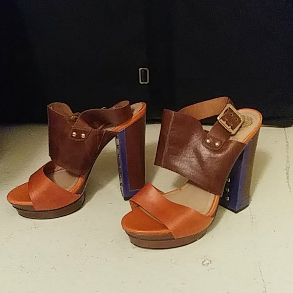 Vince Camuto Platforms Size 10 Womens Brown Burnt Orange Blue